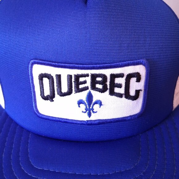 Vintage 1980s Made in Taiwan Quebec Blue & White Trucker Hat Snapback - Picture 7 of 11